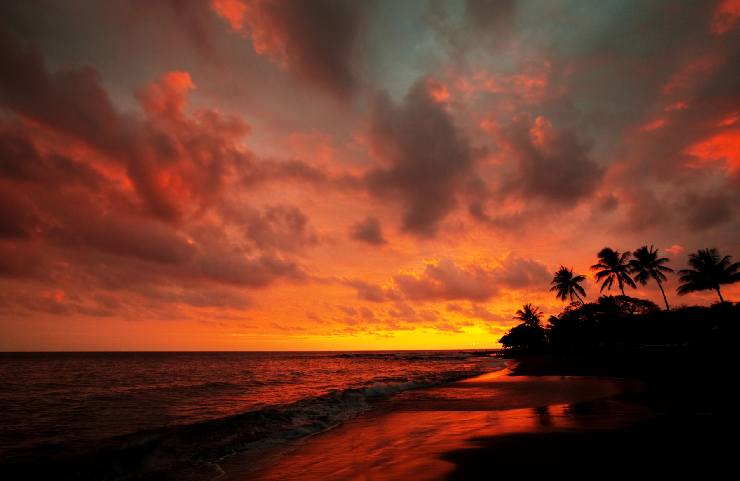 Tramonto sulle isole Hawaii