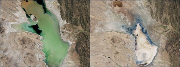 Drying Lake Poopó, in Bolivia