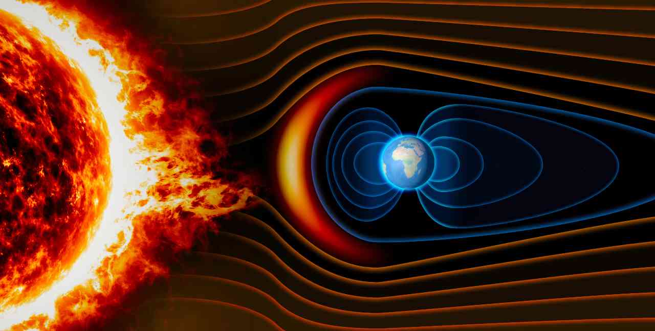 Illustrazione di una tempesta geomagnetica (Depositphotos)